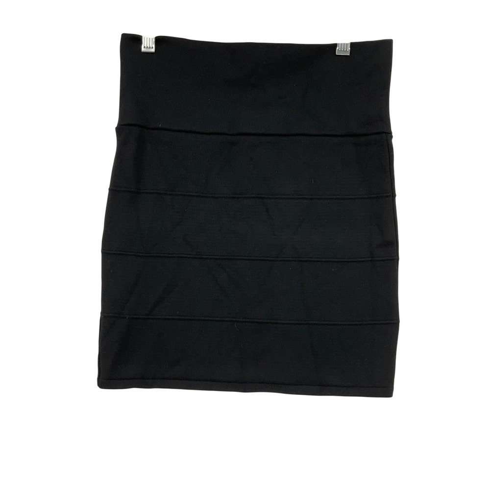 Debut Black Bandage Mini Skirt High Waisted Bodycon‎ Knit Size L Made in USA